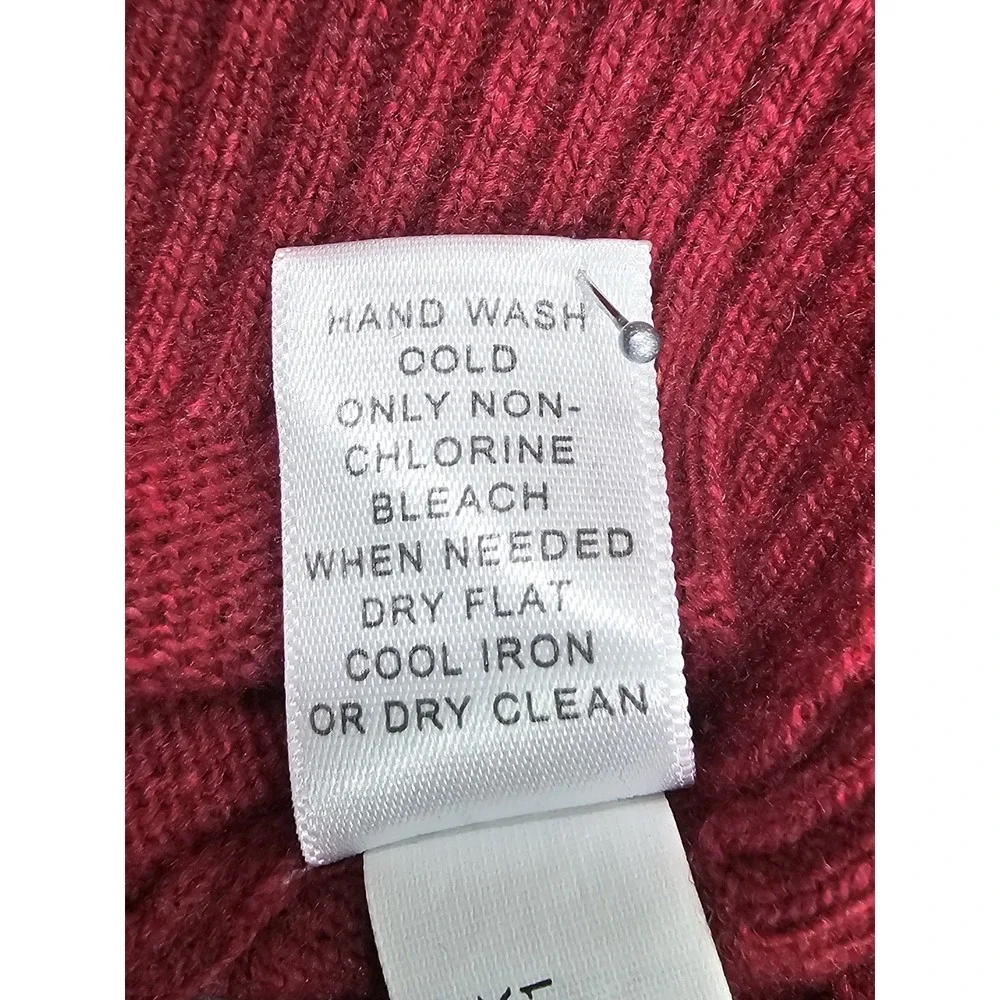 BANANA REPUBLIC Merino‎ Wool Garnet Red Mens L Mock Neck Button & Zipper Close